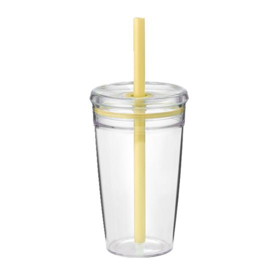 Wasserbecher mit Deckel und Strohhalm 450 ml BPA-frei Wiederverwendbarer Eiskaffeebecher Transparentes Plastik-Trinkgeschirr für Tee Smoothies