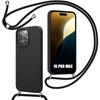 Kryt pro iPhone 16 Pro Max - Nárazuvzdorná ochrana - Černá šňůrka - Pružný - TPU silikon - Unisex