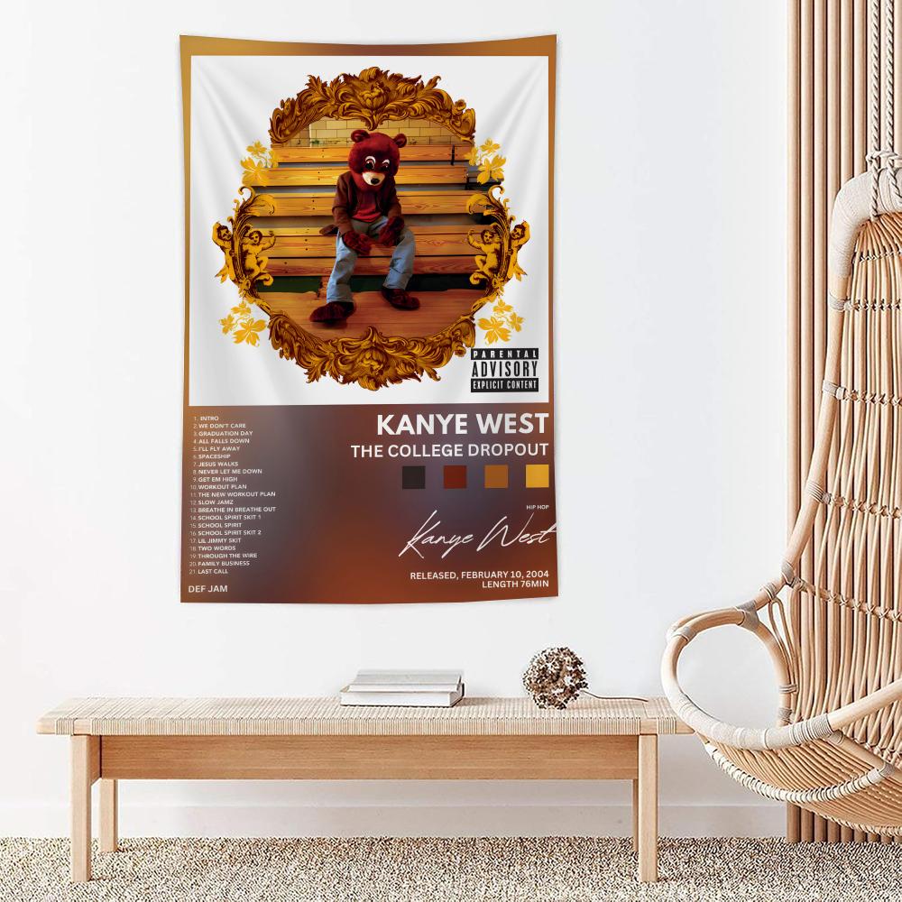 Rapper Singer KKanye West Tapestry For Bedroom Living Room Outdoor Wall Decor Simple Stylish Art Piece Vertical Design