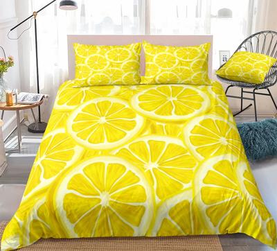 Lemon Printed Yellow Fruit Theme Duvet Cover Cute Cartoon Polyester Quilt Cover for Children Women Gifts for Bedroom Decorations