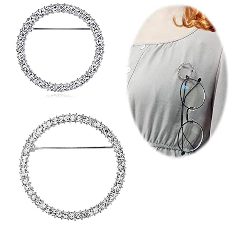 Eenvoudige Ronde Kristallen Brilhouder Speldjes Mode Lezen Bril Houder Broche Sieraden Speld Emaille Reversspeld Hanger Cadeau