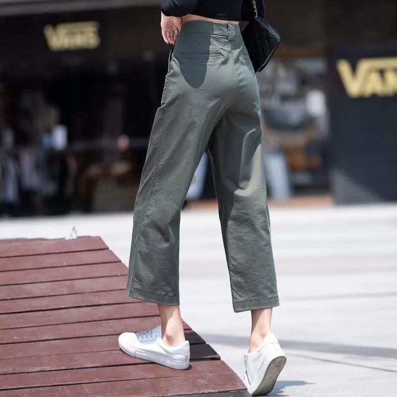 Dames Zomer Dunne Sectie Rechte Broek Effen Kleur Dun Design Pendelaar Negenminutenbroek