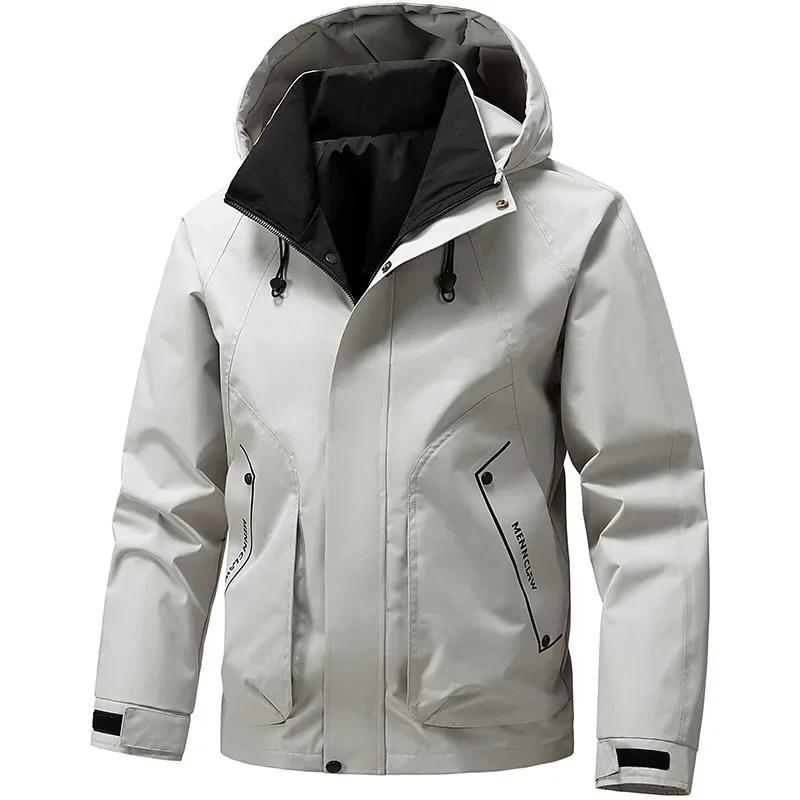 Men's Jacket Windbreaker Hiking Camping Coats Waterproof Outdoor Softshell Zipper Hooded Jackets Lightweight Spring Autumn Coats