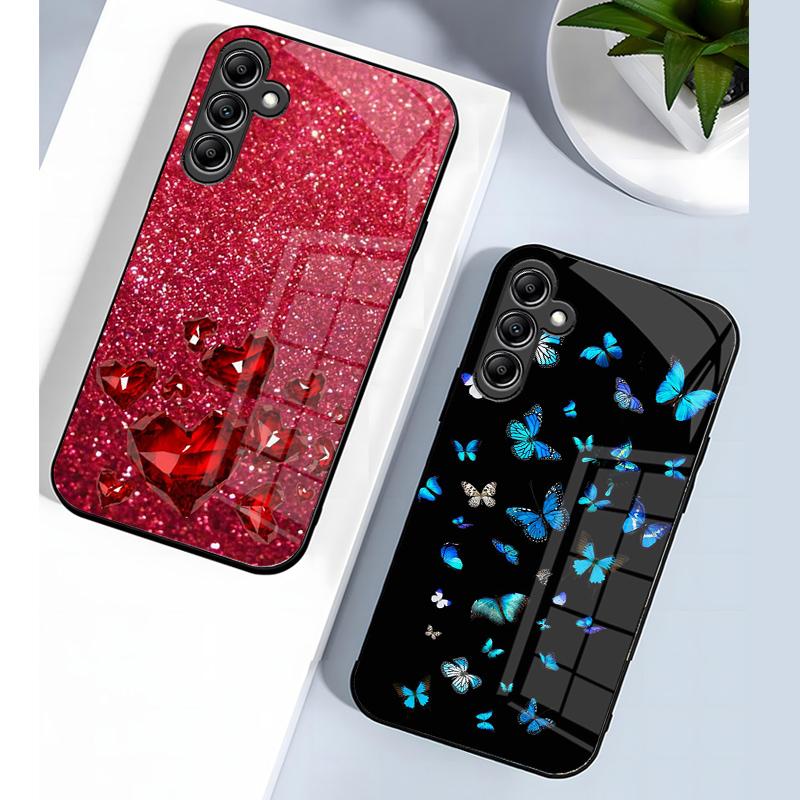 For Samsung Galaxy A56 Case SM-A566B Fashion Painted Cover Tempered Glass Case For Samsung A16 A26 A36 Galaxy A56 5G Shell Coque