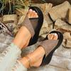 Summer Womens Chunky Open Toe Slides With Rubber Sole For Casual Wear