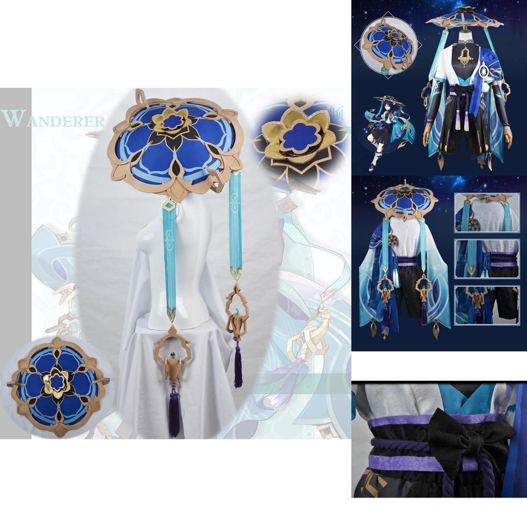 Polyester Genshin Impact Kunikuzushi-wanderer Wanderer Scaramouch Cosplay Bamboo Hat Adult Outfit