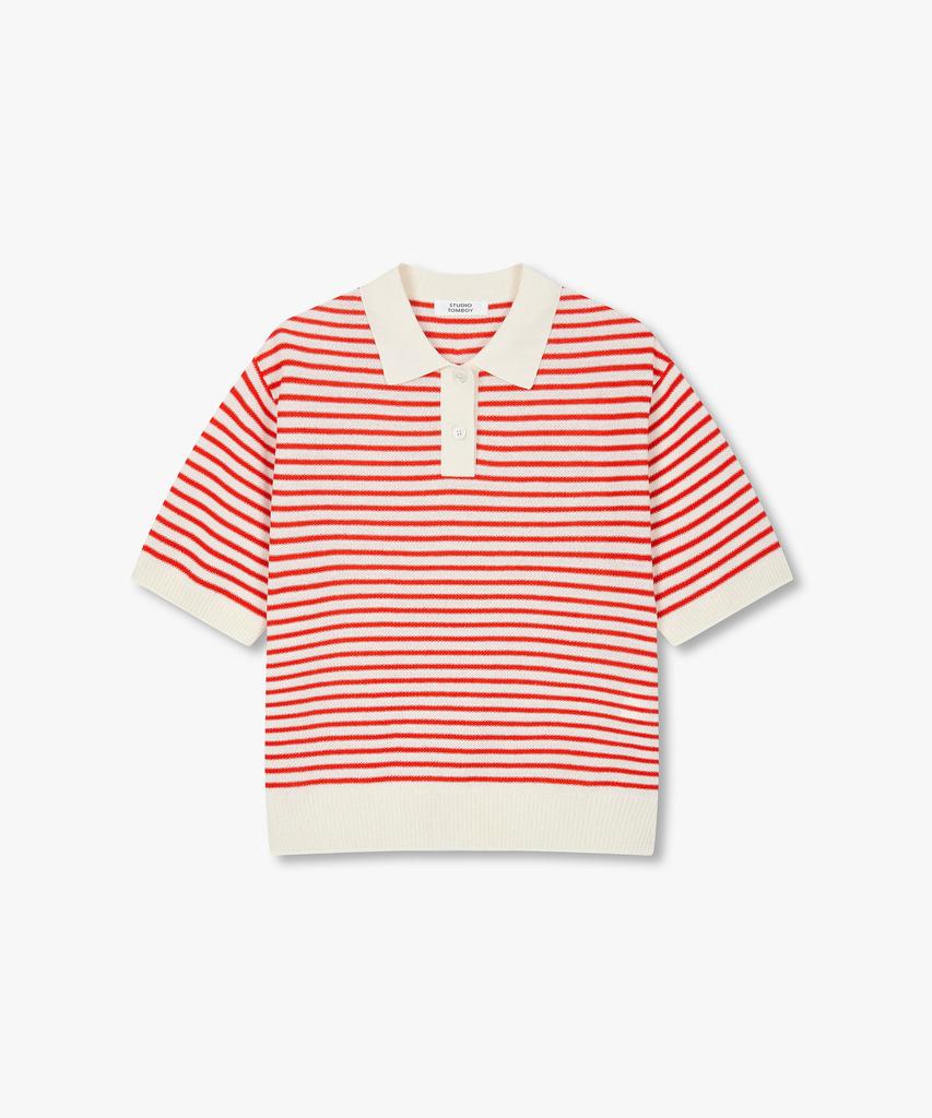 STUDIO TOMBOY Striped Collar Pullover_Red 9176352971