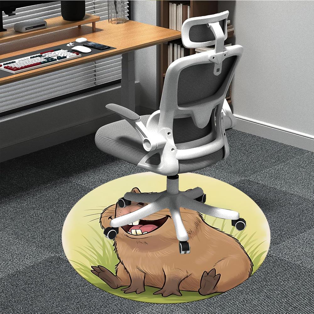 1pc Capybara Chair Carpet for Office Non Slip, Lightweight, Machine Washable Rug for Office Holiday Decor