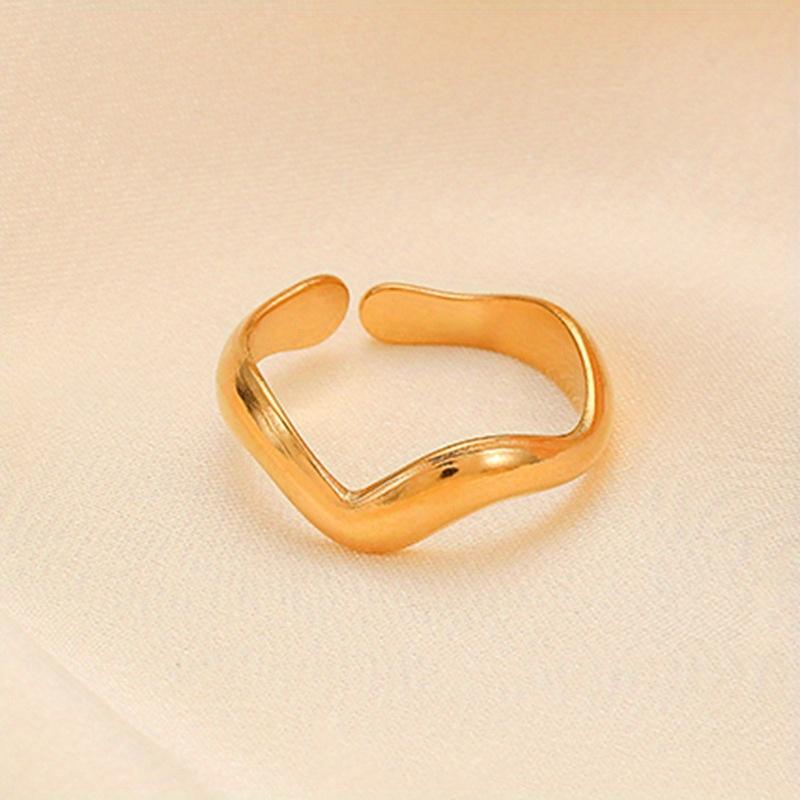 1Pcs Fashion Bending Concave-convex Wave Titanium Steel Ring