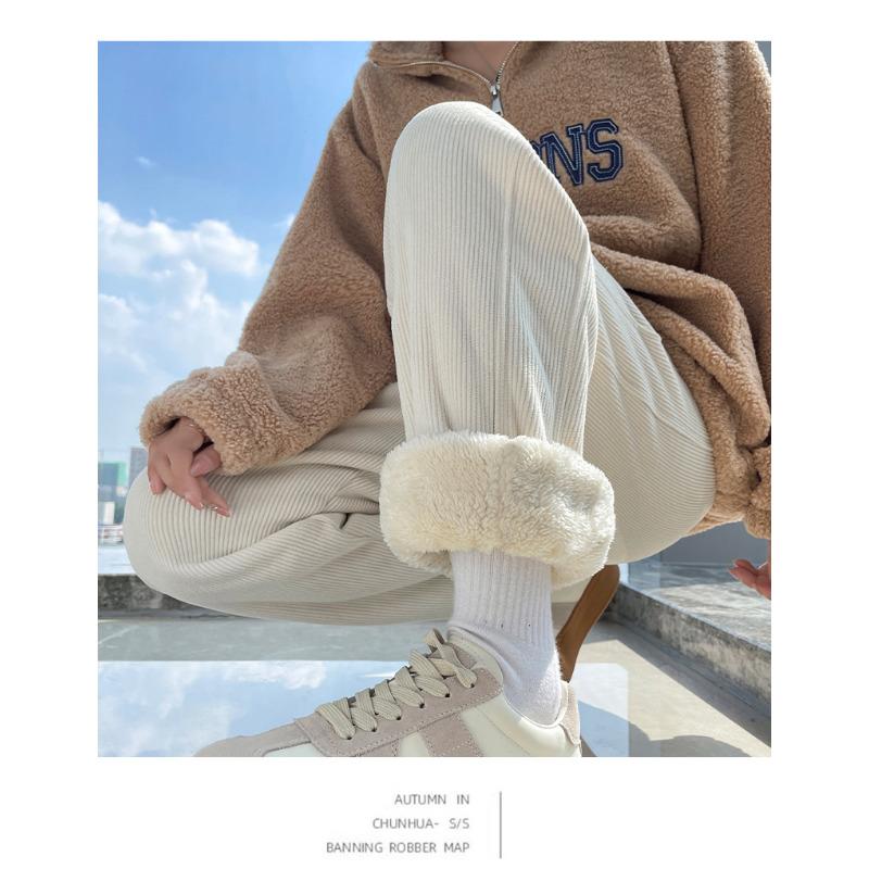 Lamb Wool Fleece Sweatpants Women's Casual Autumn and Winter New Versatile Thermal Pants Thickened Harlan Pants
