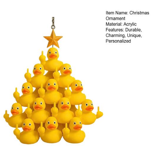 Christmas Ducks Decorations Holiday Party Favors Christmas Ornament 2D Acrylic Hanging Stocking Stuffers Xmas Decor
