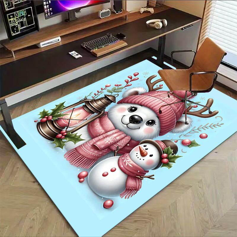 1PC Polar Bear Snowman Extra Large Non Slip Floor Carpet, Office, Family, Studio Large Area Rug Indoor Rugs, Bold Statement Piece