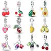 Fit Qikaola Original Bracelets Fashion Durian Cherry Watermelon Banana Fruit Metal Charms Beads Make Your Own Birthday Accessory Gifts Elegant