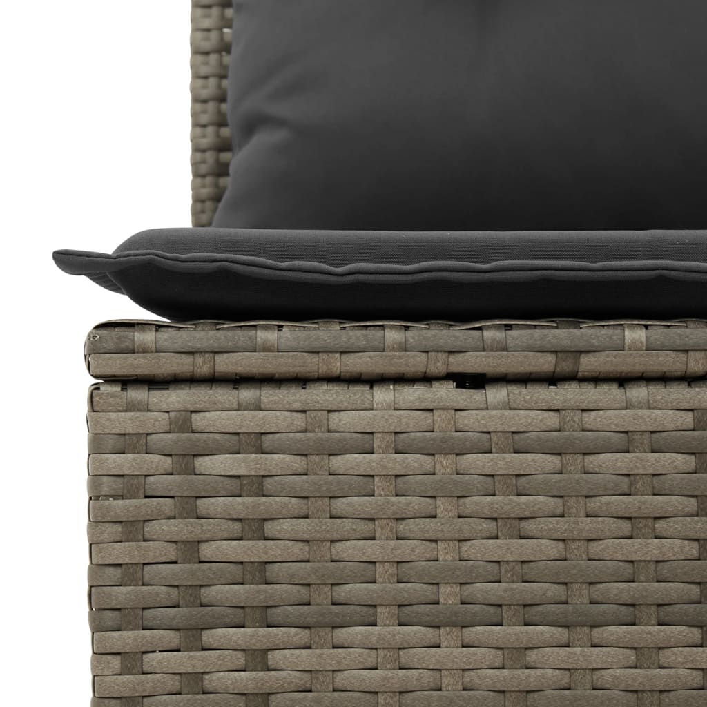 Vidaxl 9-Cz. Garden Furniture Set With Cushions, Grey, Poly Rattan