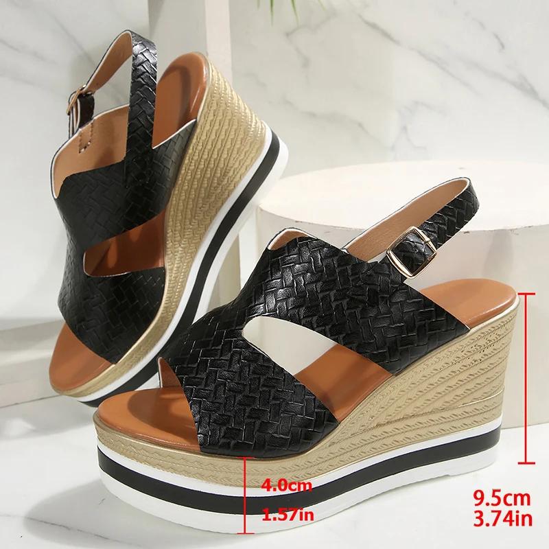 Gold Silver Wedge Heels Sandals for Women Summer Chunky Platform Gladiator Shoes Woman Fashion Thick Bottom Back Strap Sandalias