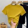Commuting Korean Style Girls' Solid Color Slim Short Sleeve Ribbed Fashion Top
