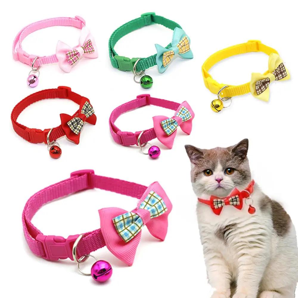 Colliers réglables pour animaux de compagnie, chat, chien, nœud papillon mignon avec pendentif cloche, cravate à la mode, boucle de sécurité, accessoires pour vêtements pour animaux de compagnie