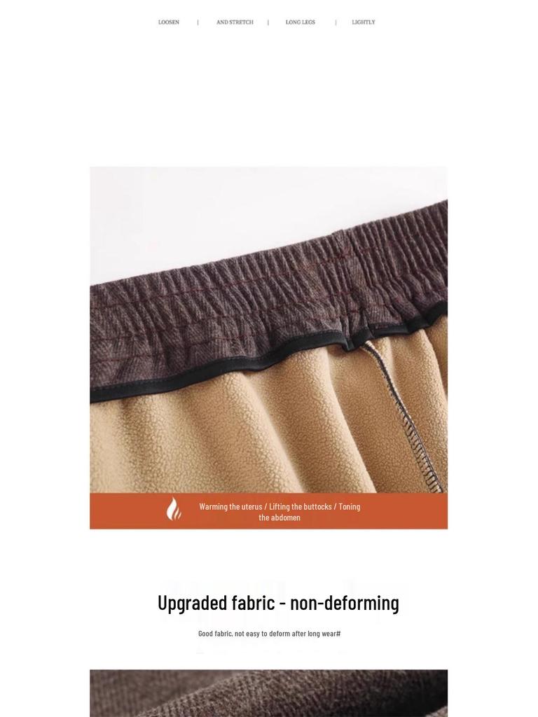 Mom's Woolen Casual Wide-Leg Pants: Spring/Autumn Style with Plush for Middle-aged & Elderly Women