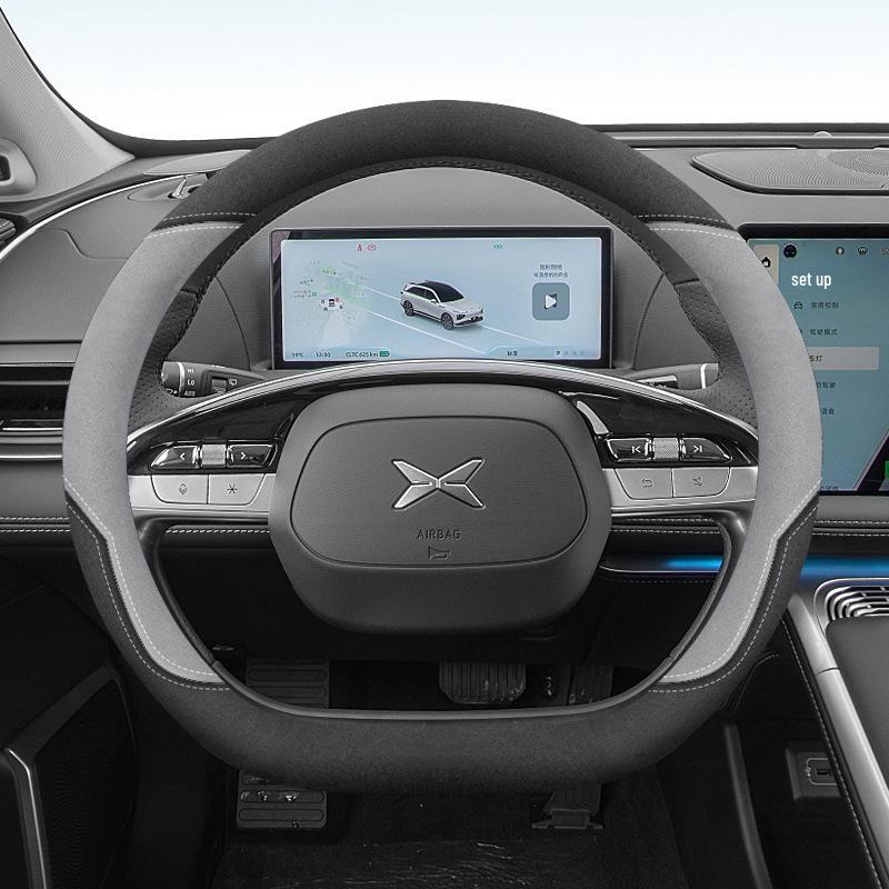 Suede Steering Wheel Cover for 24 Xiaopeng Models: G6, X9, P7, P5, M03, G9, G3 - No Sewing Needed.