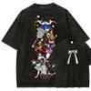 Camiseta Gráfica Lavada Vintage Alice Madness Returns Unisex Cuello Redondo Manga Corta Algodón Casual Streetwear Moda Camisetas Tops para Hombres Mujeres