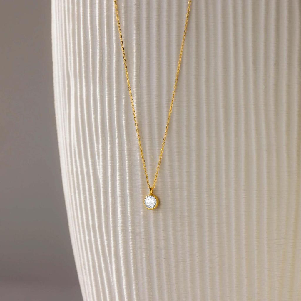18K Gold Titanium Diamond Necklace - Stainless Steel, Non-fading, Versatile Clavicle Chain with High-End Pendant
