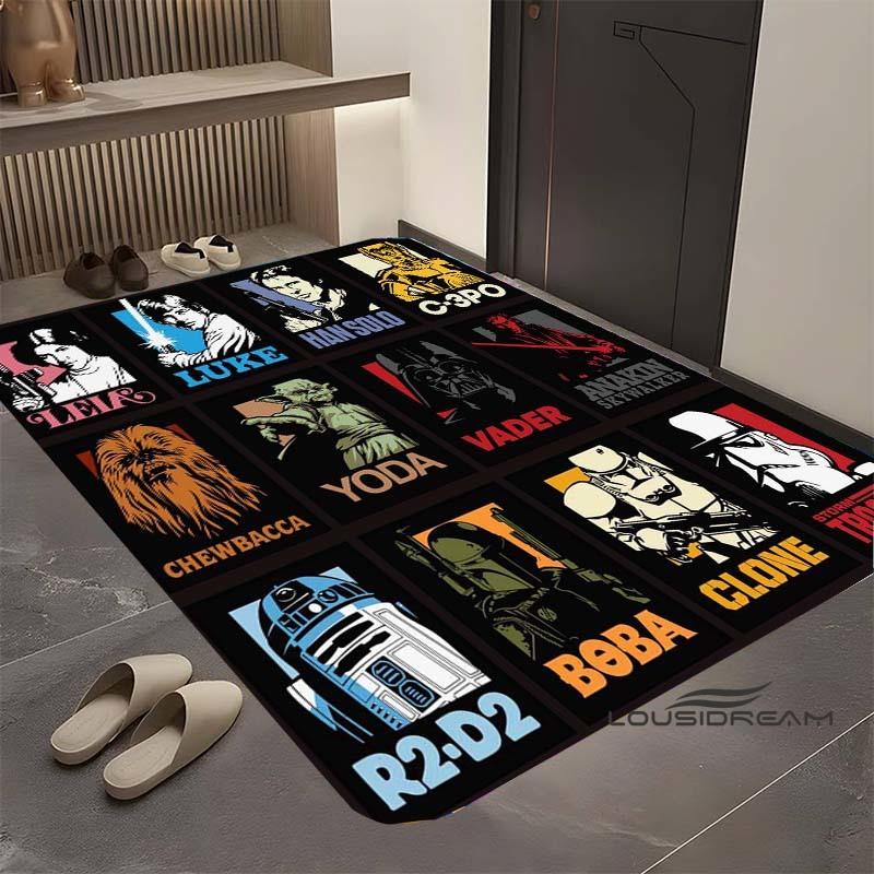 Star Wars Cartoon Rug, Suitable for Living Room, Retro Galaxy Space Starship Pattern, Large Non-slip Doormat, Bathroom Mat, Home