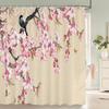 Bloemen en Vogels patroon Douchegordijn 3D Badscherm Waterdichte Stof Badkamer Decor 240X180cm Met Haak Douchegordijnen