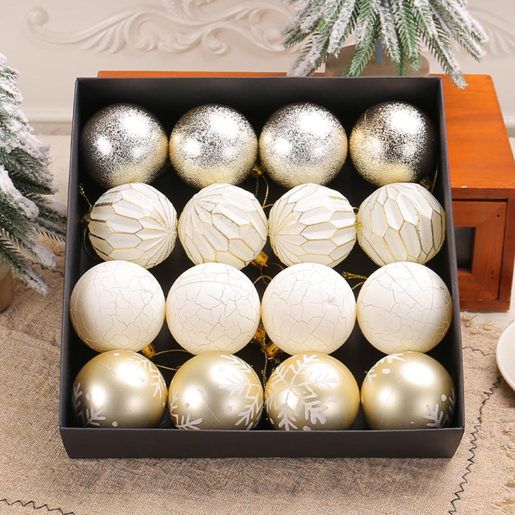 16Pieces Painted Christmas Ornament Set Colorful Christmas Sphere Baubles Ornament Set For Holiday Celebration