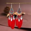 Bohemian Ethnic Feather Drop Earrings For Women Elegant Wood Beads Leaf Long Tassels Dangle Earring Girls Fashion Party Jewelry CDN