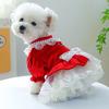 Charming Dog Princess Dress Bow Tie Lace Trim Breathable Mesh Stitching Chihuahua Dog Clothes for Small Dogs