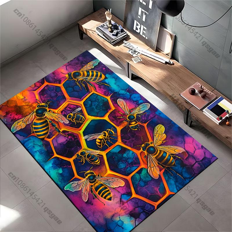 Bienen lebendiger Waben-Teamwork-Teppich Yoga Wohnzimmer Zimmerdekoration Kinder Krabbelmatte Fußmatte Bereichsteppich Spielmatte