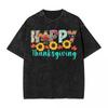 Happy Thanksgiving Day Turkey Dinner Washed T Shirt T-Shirts Tee Shirt for Men Women 100% Cotton Oversize Graphic Printed