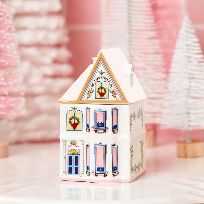 Weihnachtsferien Dorf Gewürzhaus Set-Mini Lebkuchenhäuser Gläser Festliche Deko Küchentheke Weihnachtskerze