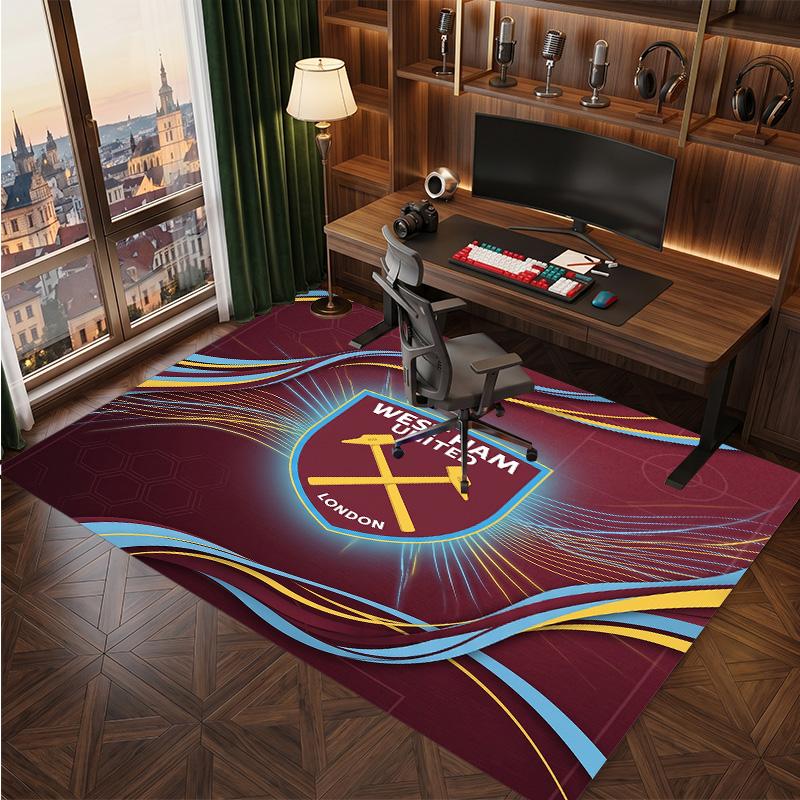 West Ham United Football Print Crystal Velvet Rug, Comfortable Water Absorbent Non Slip Indoor Floor Carpet