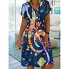 Short Sleeved Dress, Spring and Summer Women's Fashionable Printed Elegant Dress