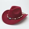 European and American Ethnic Style Western Cowboy Hat Men's and Women's Fashion Woolen Top Hat Tibetan Jazz Hat