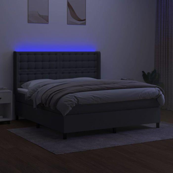 Maison Exclusive - Bettlattenrost Matratze LED Dunkelgrau 180x200 cm Stoff