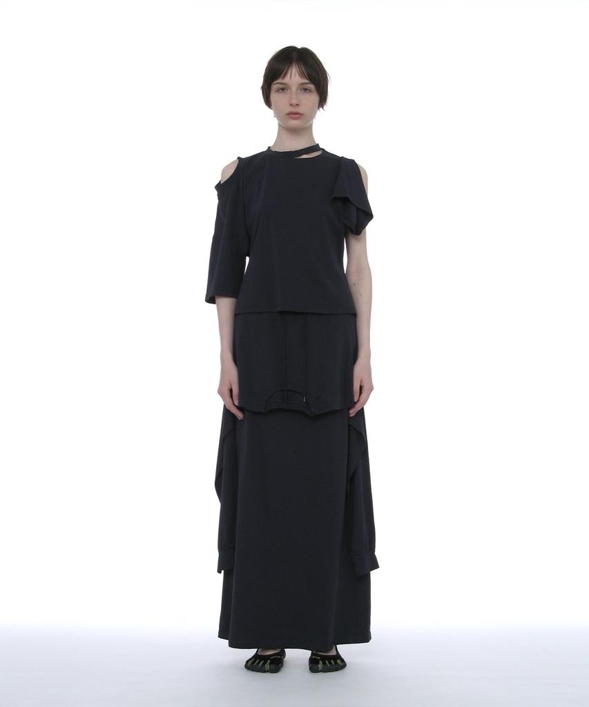 Partimento Woman Deconstructed Tee Maxi Skirt_Navy
