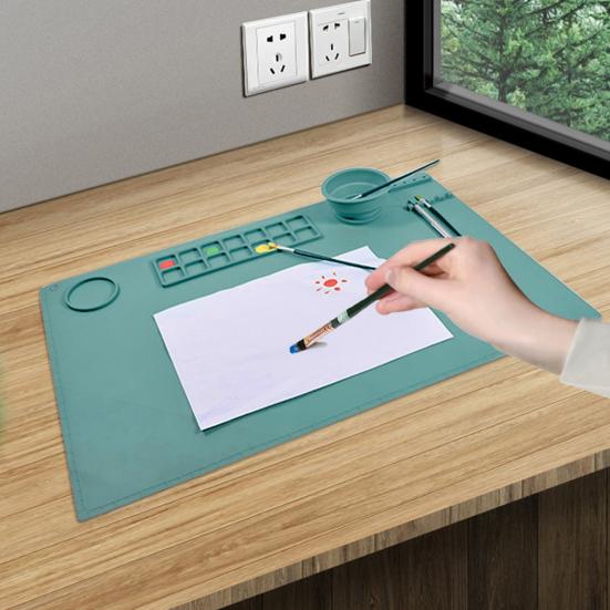 1 Set Painting Mat Waterproof Elasticity Foldable Anti-scratch DIY Silicone Grooved Design Drawing Pad School Accessory