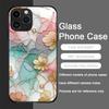 Blumenmarmor-Textur Gehärtetes Glas Handyhülle für IPhone 16 Pro Max 16e 15 14 13 12 Mini 11 X XS XR 7 8 14 Plus Abstrakte Hülle