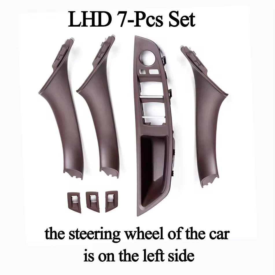 Wewnętrzny Uchwyt z Włókna Węglowego do BMW Serii 5 F10 F11 F18 Pokrywa Klamki Podłokietnika Zestaw 7 Sztuk 51417225875 51417261933 51417225879