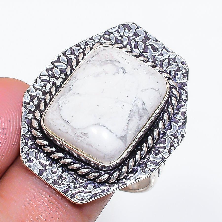 Natural Howlite Jasper Gemstone 925 Sterling Silver Jewelry Ring Size 9.5 ZS-1094