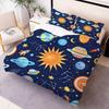 3D Cartoon Bettwäscheset Kosmischer Planet Bettbezug mit 1-2 Kissenbezügen Einzel- Doppelgröße Bettbezugset für Kinder Geburtstagsgeschenke