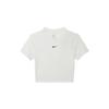 Αθλητικό Βασικό Στενό Cropped T-Shirt Γυναικεία Μπλουζάκια Γαλακτώδες Λευκό FB2874-133