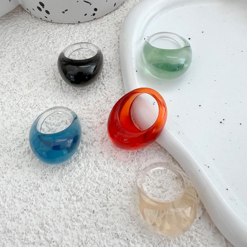 Ins Štýl Vintage Nepravidelný Priehľadný Farebný Živicový Prsteň Trend Boho Geometrické Prstene Estetické Šperkové Doplnky