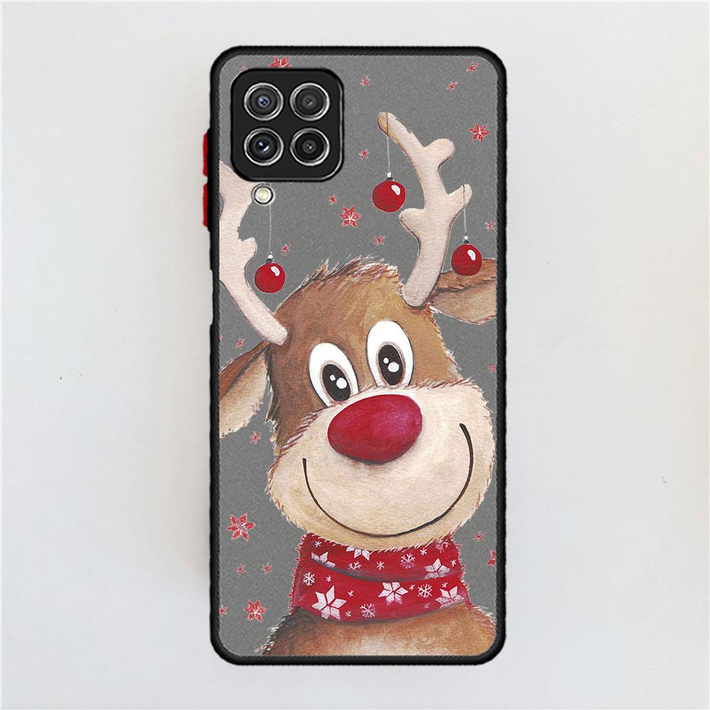 Weihnachten Neujahr Geschenke Elch Schnee Matte Fall Für Samsung Galaxy A52 A12 A51 A32 A21s A71 A32 5G A12 A22 a53 A70 A50 Telefon Shell