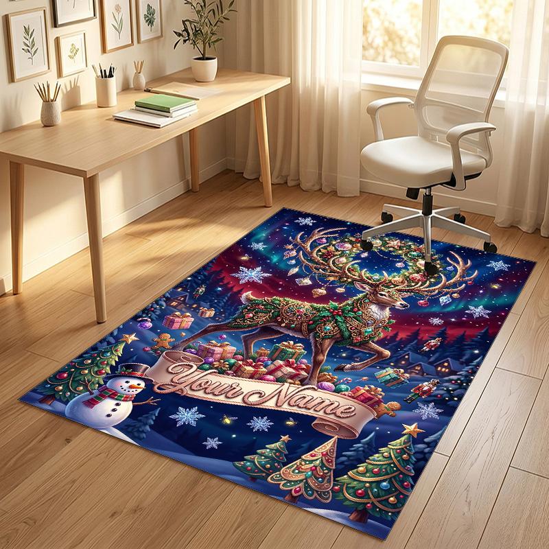Covor de catifea de cristal cu tematică de Crăciun, personalizat cu nume/text, covoraș moale pentru podea, decor pentru casă