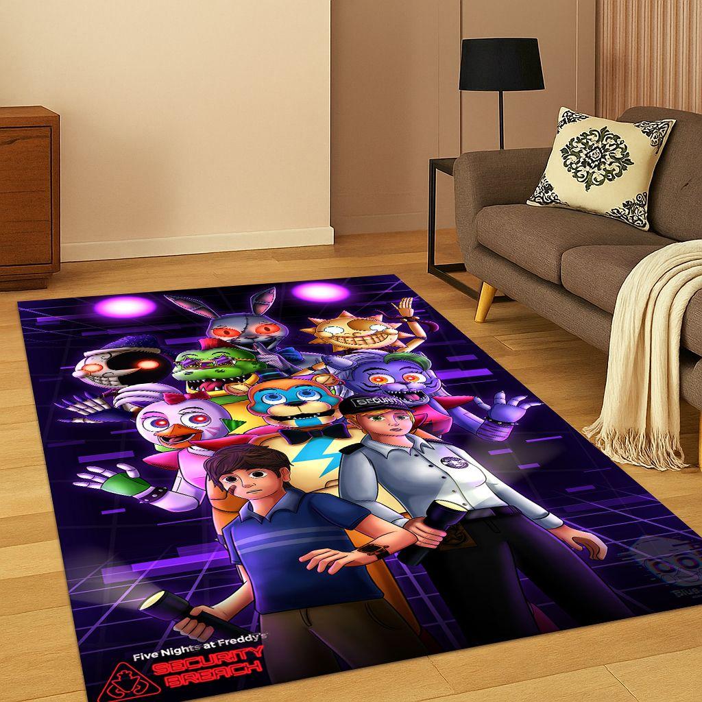 3D F-FNAF Spel Cartoon Tapijt Vloerkleed voor Slaapkamer Woonkamer Bank Deurmat Huisdecoratie, Kinder Spelruimte Tapijt Antislip Kerstcadeau