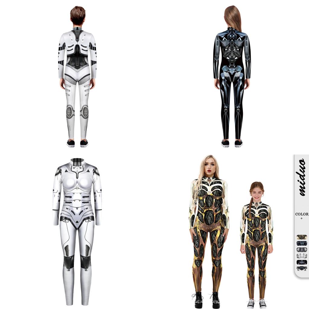 Elastyczny Kombinezon Bodysuit z Nadrukiem Zbroi Robota Kostium na Halloween Cosplay