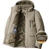 Men's Fleece-Lined Warm Hooded Winter Jacket - Windproof, Waterproof, and Cold-Resistant with Multiple Pockets